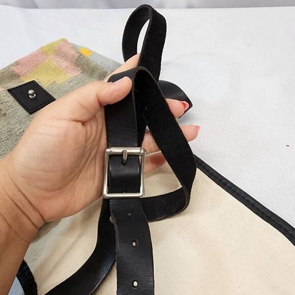 Will Leather Goods Messenger Crossbody Bag Tapestry Aztec Print Black Leather - Picture 6 of 6